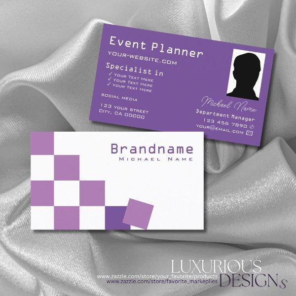 Purple and White Chessboard Modern with Photo Chic