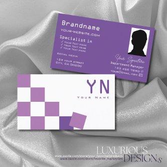 Purple and White Chessboard with Monogram & Photo