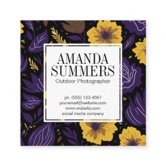 Purple and Yellow Floral Pattern Square