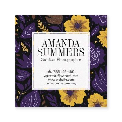 Purple and Yellow Floral Pattern Square