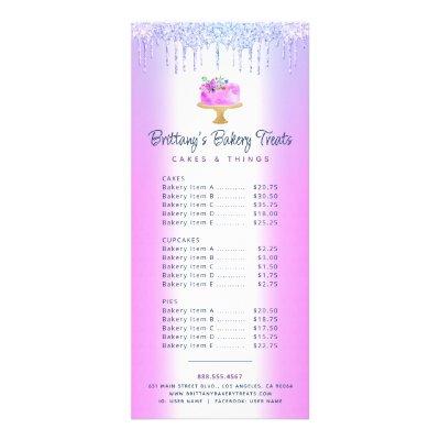 Purple Bakery Cake Glitter Drips Pastry Chef Menu