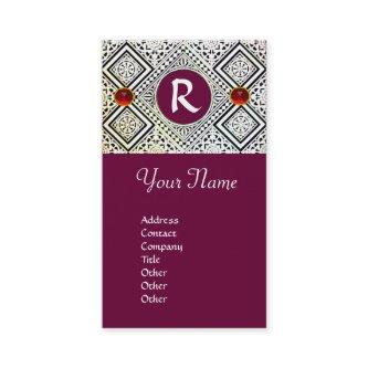 PURPLE BLACK AND WHITE ROMAN EAGLE DAMASK MONOGRAM