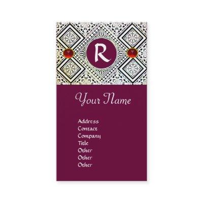 PURPLE BLACK AND WHITE ROMAN EAGLE DAMASK MONOGRAM
