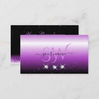 Purple Black Ombre Sparkle Jewels Initials Trendy