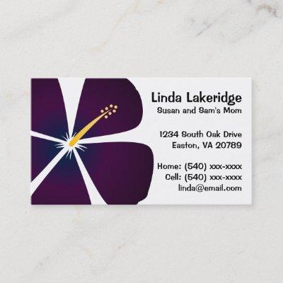 Purple / Blue Hibiscus Flowers Mommy Contact Card