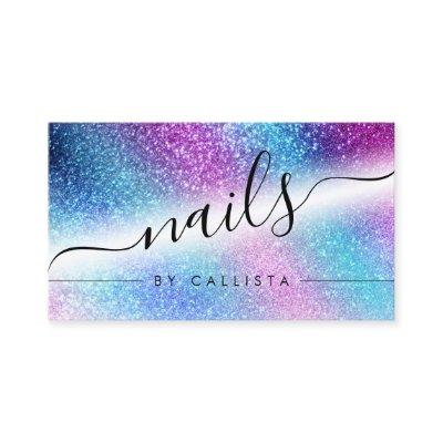 Purple Blue Nebula Galaxy Glitter Nails