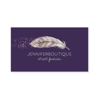 Purple Boho Hand Drawn Angel Bird Feather