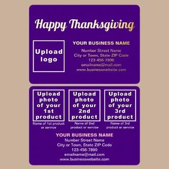 Purple Business Brand on Thanksgiving Rectangle Foil Holiday Card
