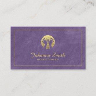 Purple Canvas Golden Frame, Hands Massage Therapy Appointment Card