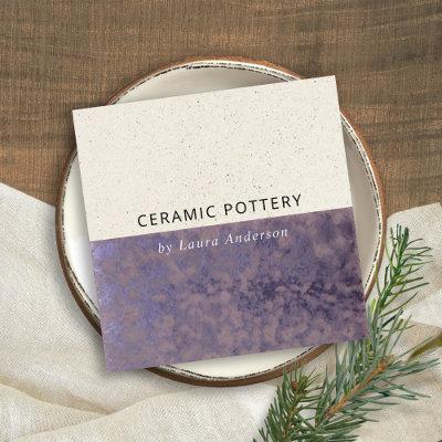 PURPLE  CERAMIC POTTERY GLAZED SPECKLED TEXTURE SQUARE