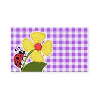 Purple Checkered Gingham; Ladybug