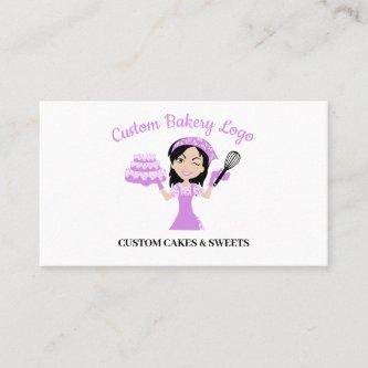Purple Cooker Woman Logo Cake Decorator Bakery