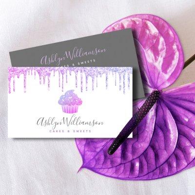 Purple Cupcake Glitter Drips Bakery Chef Pastry