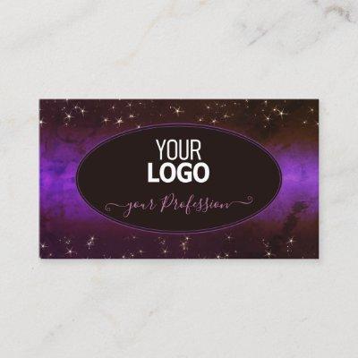 Purple Dark Burgundy Galaxy Glitter Stars Add Logo