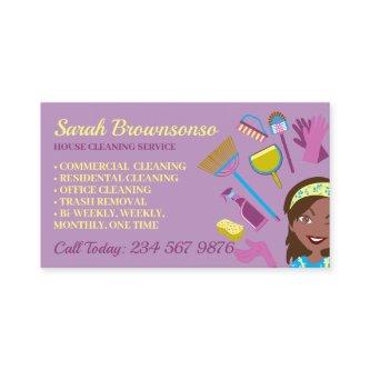 Purple Dark Skin Janitorial Lady House Cleaning