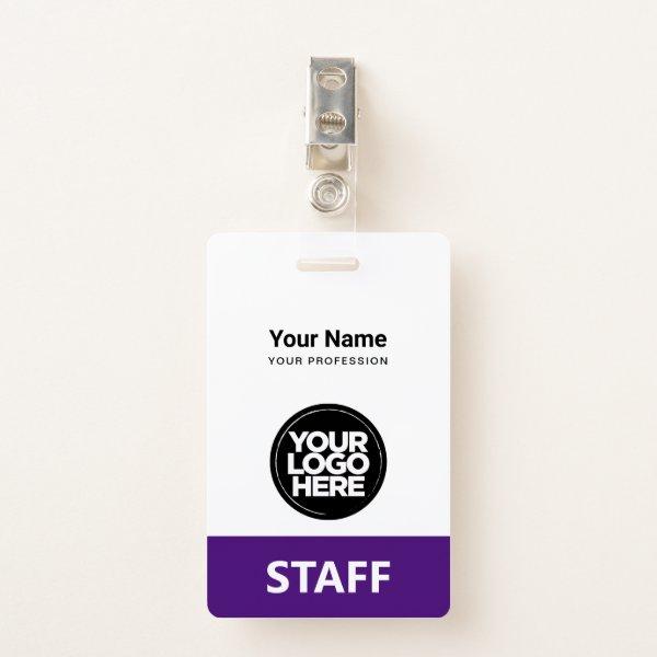 Purple Employee Name Business Logo Staff Tag Badge