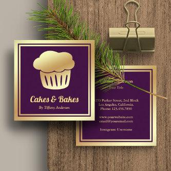 Purple Faux Gold Foil Homemade Cupcake Bakery Square