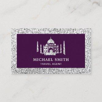 Purple Faux Silver Glitter Taj Mahal Travel Agent