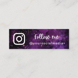 Purple Galaxy Sparkles Follow Social Media QR Code Mini