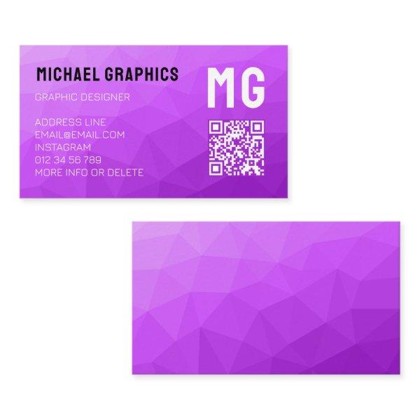 Purple geometric mesh pattern QR code Monogram