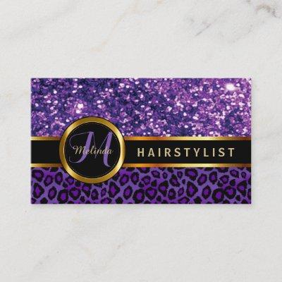 Purple Glitter and Leopard Skin - Hairstylist