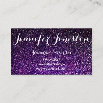 purple glitter , presenter cards
