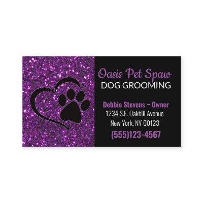 Purple Glitter Design Dog Pet Grooming Service