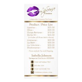 Purple Glitter Lips - White -  Price List Rack Card