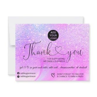 Purple glitter marble logo order thank you