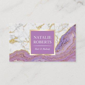 Purple Gold Agate Modern Marble Hair Makeup Artist