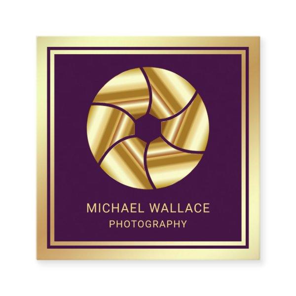 Purple Gold Foil Camera Shutter Lens Photographer Square