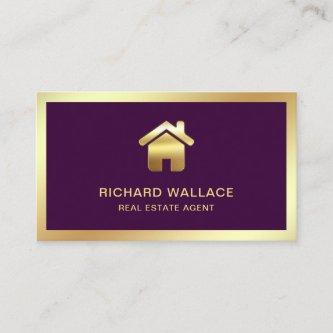 Purple Gold Foil Home Logo Real Estate Agent