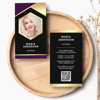 Purple Gold Foil Model Actress QR Code Photo