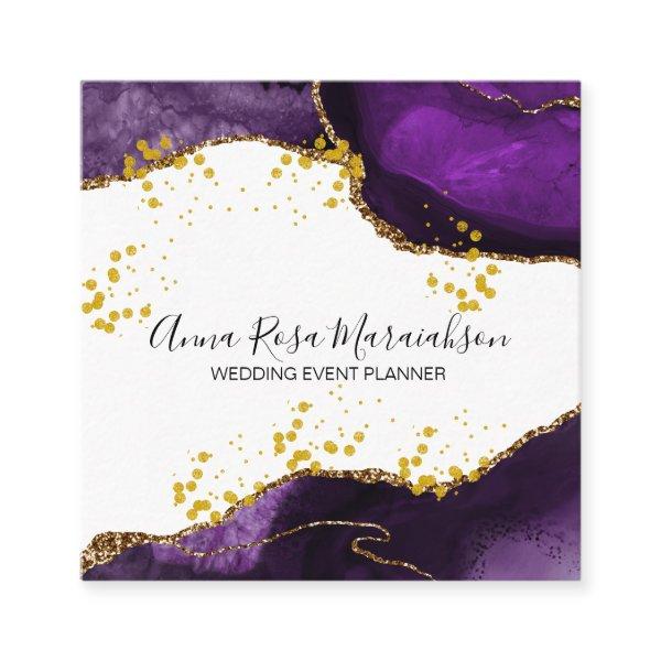 *~* Purple Gold Glitter Agate Modern Elegant Square