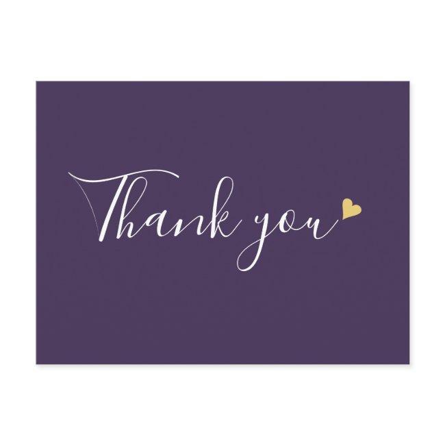 Purple Gold Heart Script Business Thank You Postcard