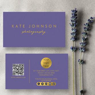 Purple Gold Modern Script QR Code Social Media  B