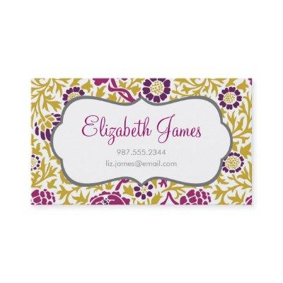 Purple & Gold Retro Floral Damask