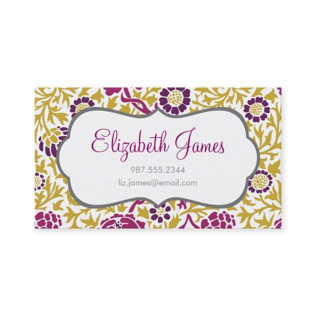Purple & Gold Retro Floral Damask