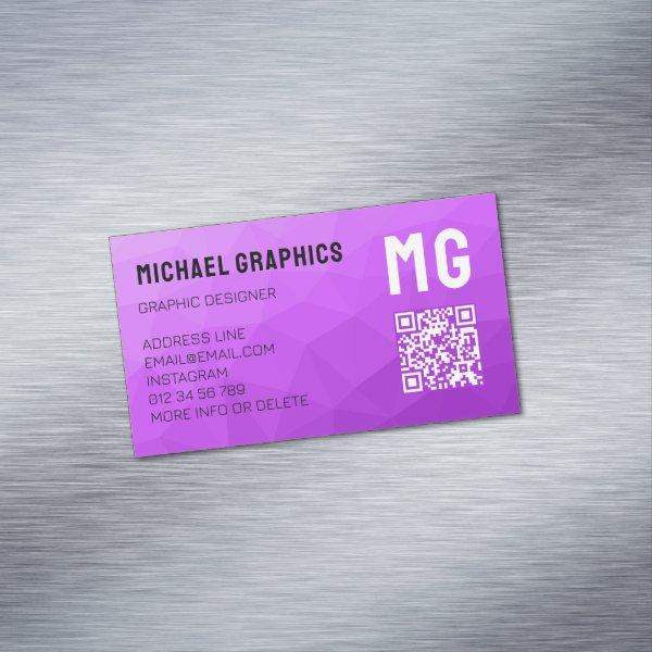 Purple gradient geometric mesh pattern QR code  Magnet
