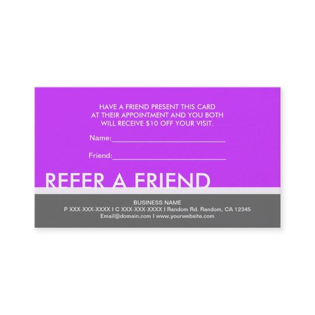 Purple gray simple refer a friend custom cards