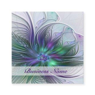 Purple Green Flower Modern Abstract Art Fractal Square