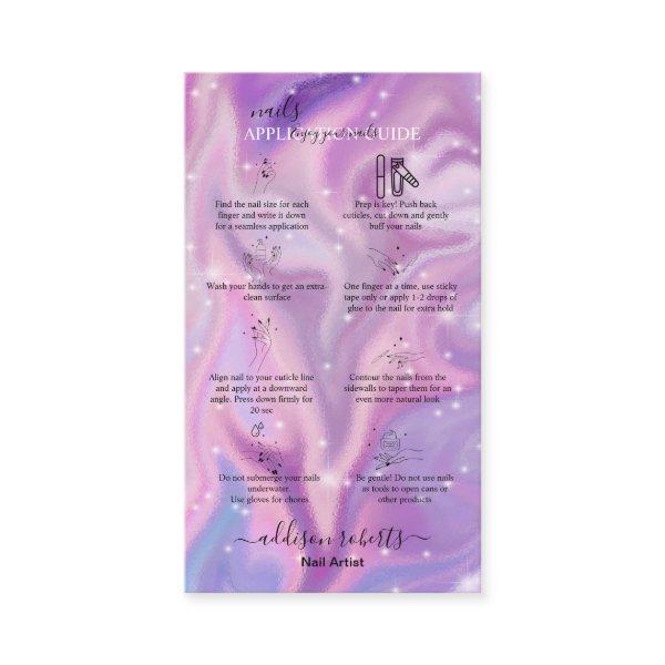Purple Holographic  Nails Application Guide