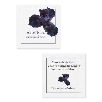 Purple iris flower florist shop branding branded square