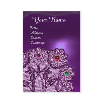 PURPLE LACE FLOWERS AND COLORFUL GEMS MONOGRAM