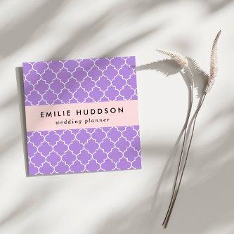 Purple Latticework, Quatrefoil, Moroccan Trellis Square