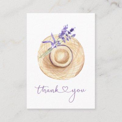 Purple Lavender Flowers Straw Hat Thank You