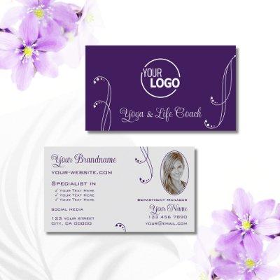 Purple Light Gray Chic Ornate with Logo and Photo