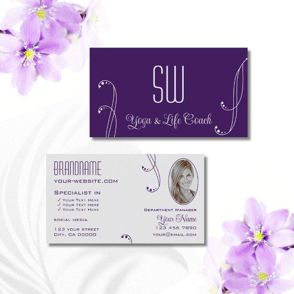 Purple Light Gray Ornate with Monogram and Photo