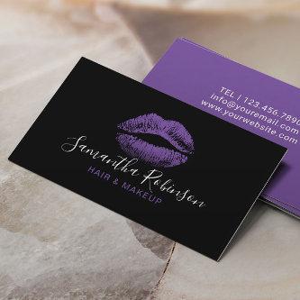 Purple Lips Typography Minimalist Beauty Salon