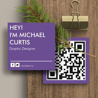 Purple Modern Graphic Designer QR Code Square